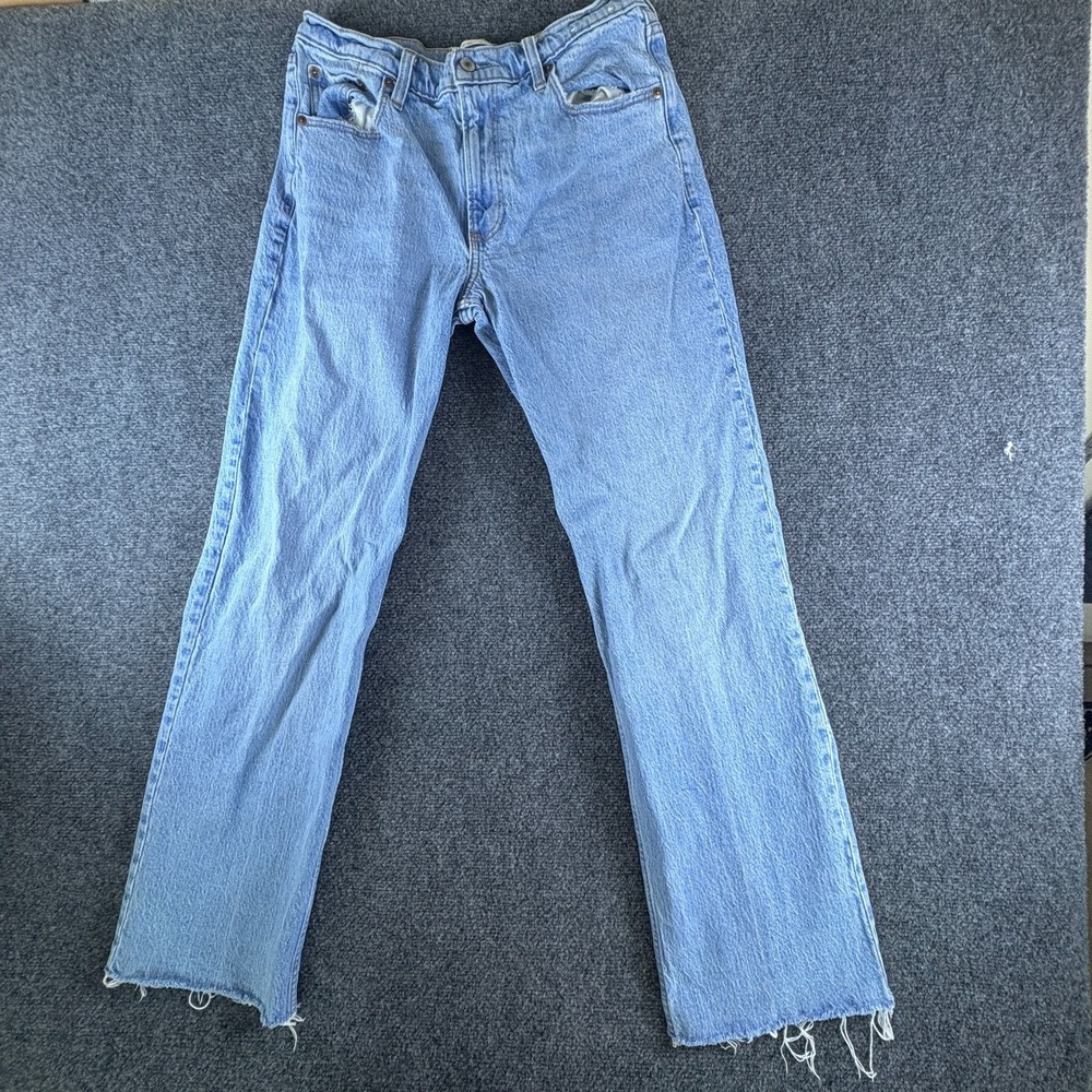 Abercrombie & Fitch The Baggy Jeans Womens 30x31 Blue Denim Low Rise‎ Raw Hem